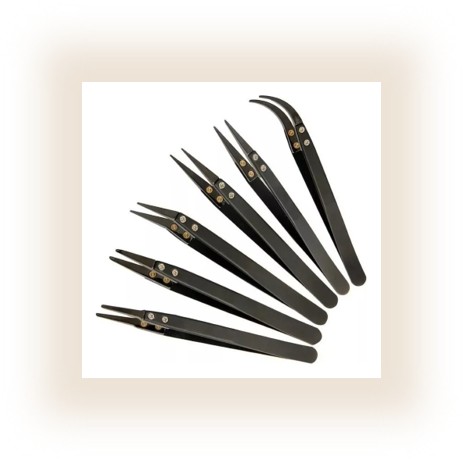 Pinzas Precisión Punta Cerámica Contra Fuego Kit 6 Piezas